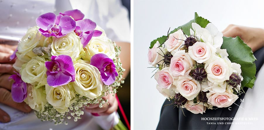Hochzeitsfloristik Hochzeitsblumen Braustrauß Biedermeier Rosen pastell rosa gelb Orchidee pink rosa